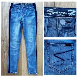 SEVEN 7 MID RISE SKINNY Women’s Striped Stretch Denim Jeans sz 4